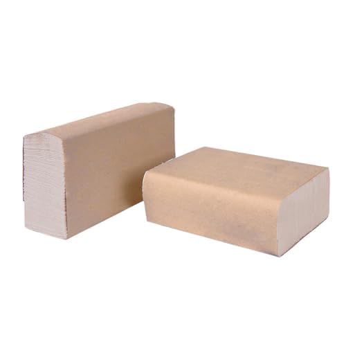 Tork Toallas de Papel Interdobladas Ecológicas 2 Capas – Toalla para Manos 100% Fibra Reciclada, 21x15.5 cm, Kraft – Caja 8 Fajillas x 250 Hojas (2,000 Hojas)