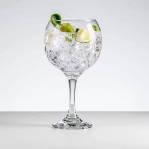 Juego de 6 Copas para Ginebra de Vidrio de 620 ml- Cristaleria italiana - Vidrio Cortado - Para Ginebra, Champaña, Vino, Cocteleia, Camarones, Ceviche...