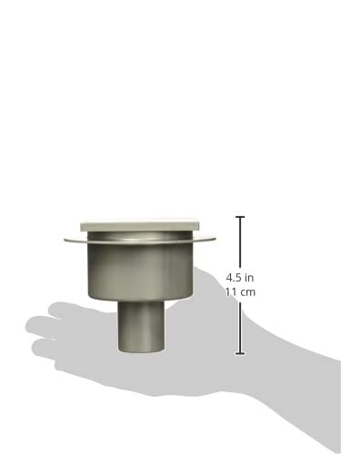 URREA CV10INOX Coladera Compacta con Rejilla Inoxidable, Salida Vertical 10cm, Coladera Cuadrada con Rejilla, Acabado Acero Inoxidable