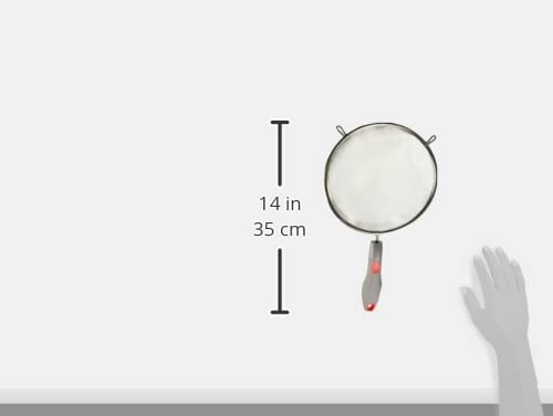 Ekco | Colador Evolution de Acero Inoxidable con Mango Soft Touch Gris 20cm | Malla inoxidable, Huella antideslizante, Mango Soft Touch, Antideslizante, Reposador integrado, Fácil limpieza