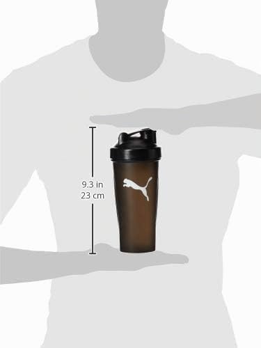 PUMA Botella Shaker, Termo Deportivo con Mezclador de Metal para Proteínas Boquilla Mediana Antiderrame con Área Rugosa para mejor Agarre Color Negro con Secciones Transparentes