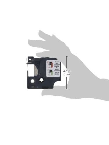 Dymo 45013 Cinta D1 1/2" 12mm x 7m, Letra, negro/blanco