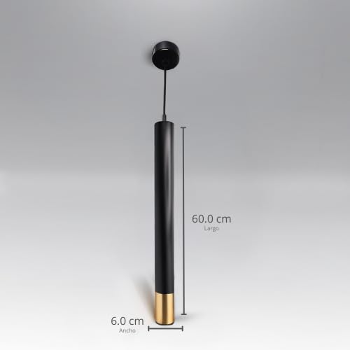 Lámpara Colgante Decorativa Cilíndrica Negro y Oro ARTLITE, Base GU10, Cable Ajustable 120 cm, Diseño Moderno para Cocina, Comedor, Restaurante y Bar
