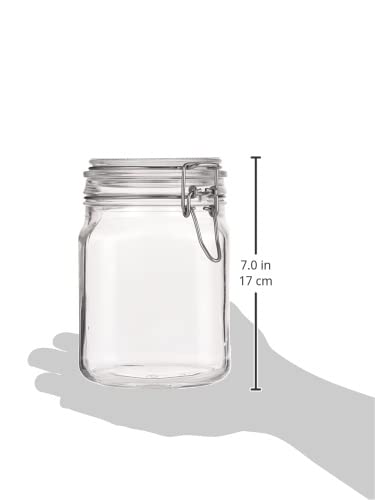 Borgonovo Primizie - Contenedor De Vidrio De 1 Litro con Tapas Herméticas Tarros de Almacenamiento Alimentos Para Especias