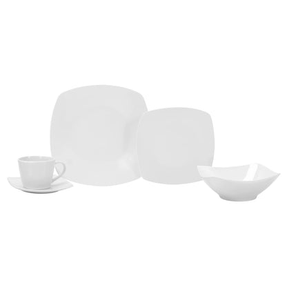 LE BONNE TABLE by Crown Baccara - Vajilla de Porcelana, de 20 piezas, 4 personas, CUADRATA BASI