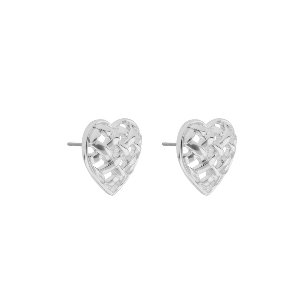 Napier Aretes Bitono Corazón para Mujer | Forma corazón, cierre poste, aleación de metales, baño bitono, 1 par