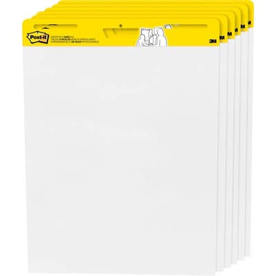 Post-it - Almohadilla para caballete superadhesiva, 25 x 30 pulgadas, 30 hojas / bloque, 6 almohadillas para orejas (559VAD6PK), gran papel blanco premium autoadhesivo, super poder de adherencia
