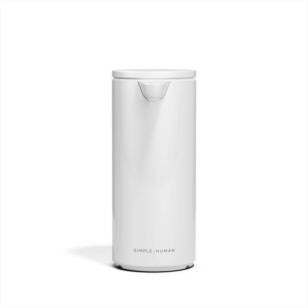 simplehuman Sensor Pump, Dispensador de Jabon Automático Sin Contacto para Cocina, Baño, Dosificación Variable, Válvula Antigoteo IP67, Blanco Acero Inoxidable, 266 ml - 266 ml - Pro - Blanco