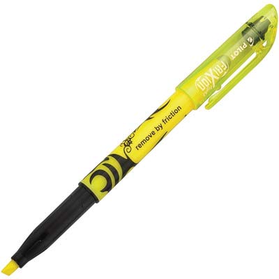 Pilot Frixion Light, Marcatexto borrable, tinta color amarillo, punta cincelada, Caja con doce piezas (46502)