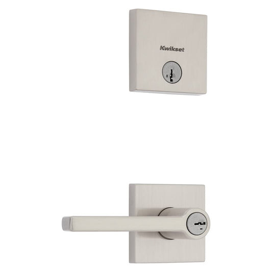 Kwikset 991 Halifax - Juego de palanca de entrada con llave y cerrojo de cilindro único con SmartKey y Microban en níquel satinado