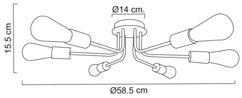 MAXXI MX-PF8071/N CANDIL DE 6 BRAZOS NEGRO