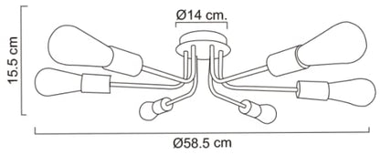 MAXXI MX-PF8071/N CANDIL DE 6 BRAZOS NEGRO