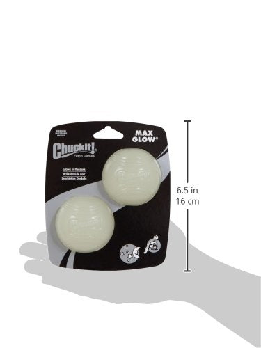 CHUCKIT Max Glow Balls for Pets (2 Pack), Medium, White