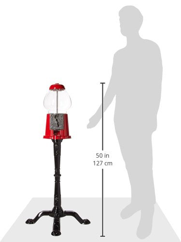 Great Northern Máquina antigua de dulces 38.1 cm y alcancía con pedestal para bolas de goma de mascar, Máquina para chicle con soporte, Rojo, 1