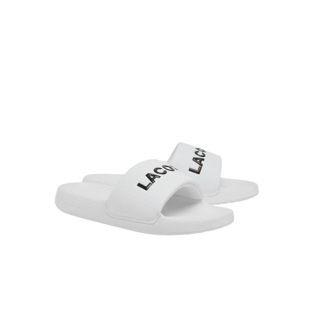 Sandalias Deslizantes Lacoste Serve Slide 1.0 para Hombre - 25.5 cm - Blanco & negro