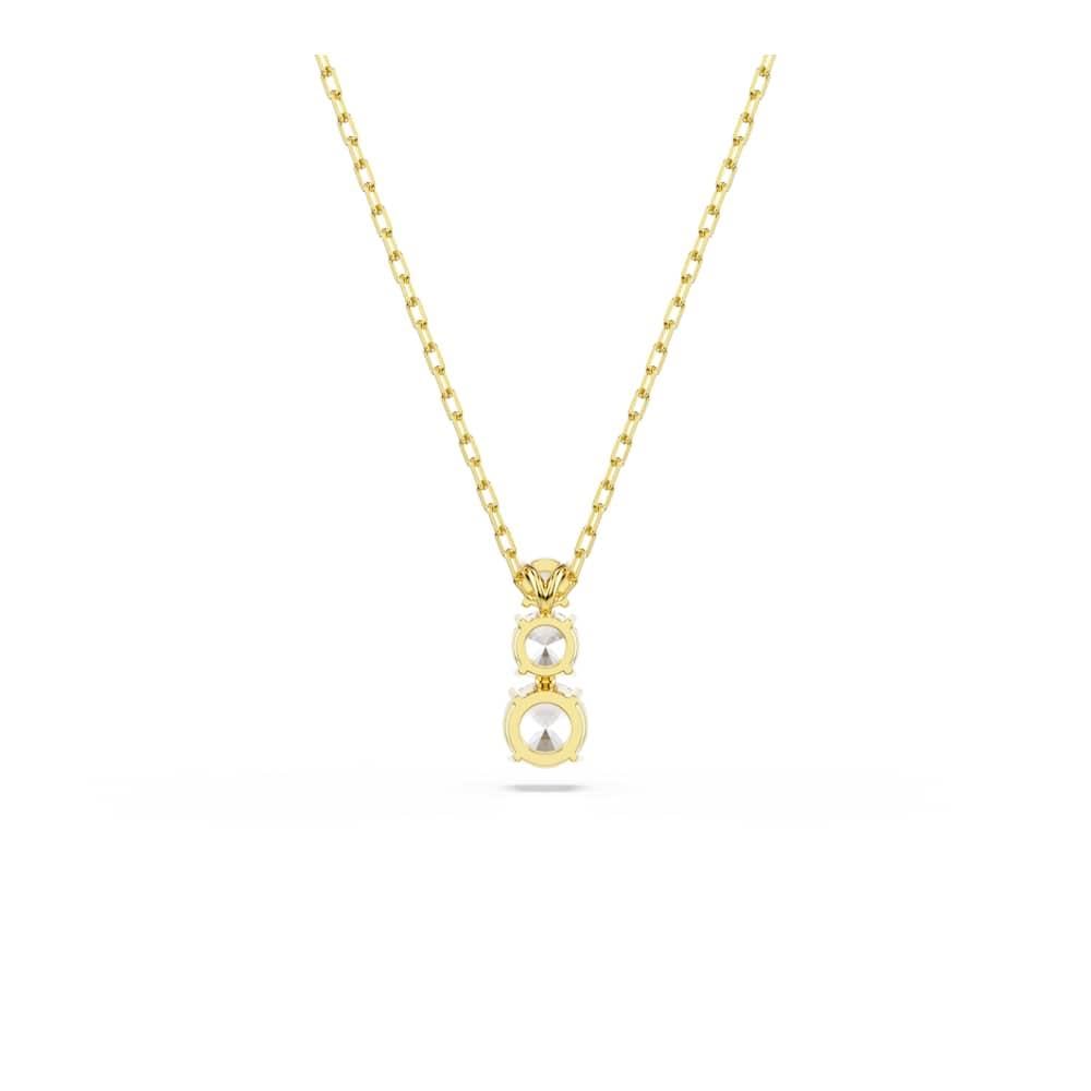 Swarovski Colgante Stilla Attract, Talla redonda, Blanco, Baño tono oro
