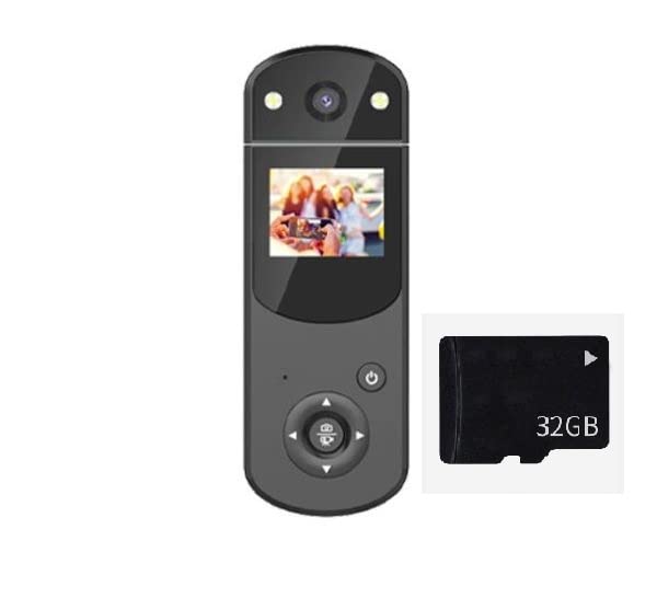 Auvce Clip en la Cámara, Cámara DV Micro Digital de 1080P, Grabadora de Video Digital de Mano, Grabadora de Video de Acción Micro Multifuncional para Disparar，Tarjeta SD 32G