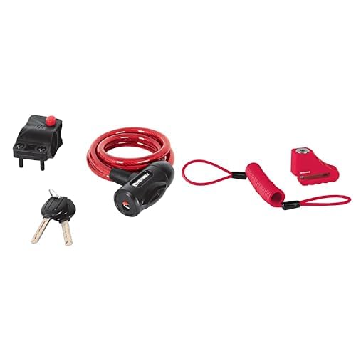 Hermex Candado de Cable con Llave, 10 mm X 1.0 m + Candado para Disco de Motocicleta, Perno de 5.5 mm