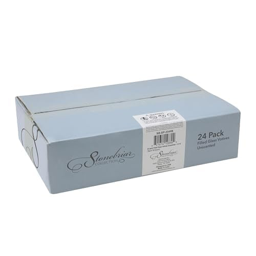 Stonebriar - Paquete de 24 velas votivas de vidrio transparente sin perfume de larga duración