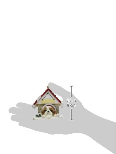 Shih Tzu Ornament Tan and White A Great Gift For Shih Tzu Owners Hand Painted and Easily Personalized "Doghouse Ornament" With Magnetic Back
