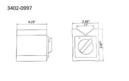 Vertex 2,87 X 2,36 X 4,29 PULGADAS Bloque en V magnético con interruptor (3402-0997)