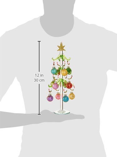 Running Decora Arbolitos de Vidrio Figura navideña de Vidrio Arbol 30 cm linternas Glitter