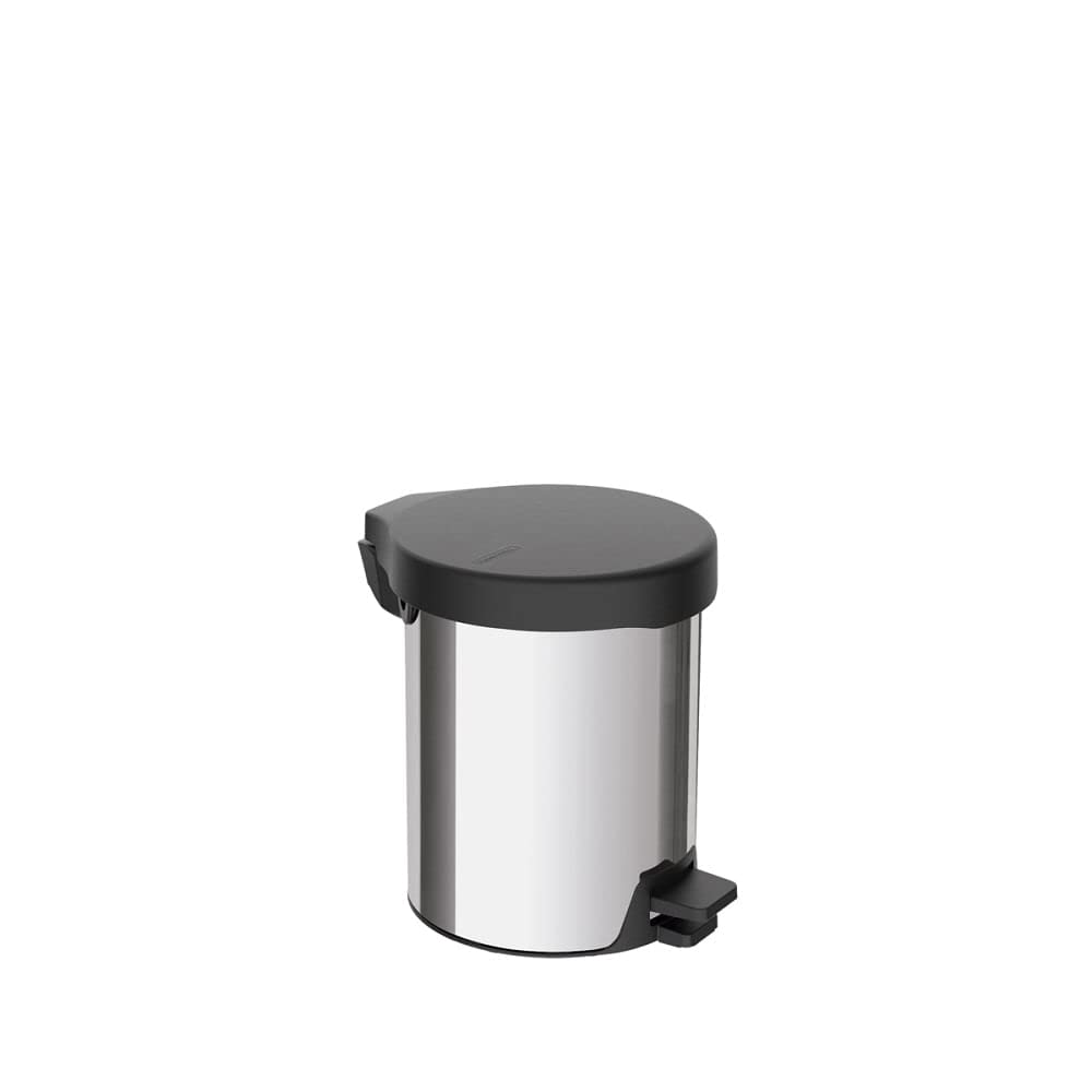 Tramontina Basurero Contenedor Acero Inoxidable 5L | Metálico, pedal, cierre automático, tapa con borde sellado, 5 litros
