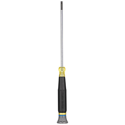 Klein Tools 6254 Mini destornillador de precisión, ranurado de 1/8 pulgadas, cuenta con mango de cojín, tapa giratoria, anillo codificado por colores, vástago de 4 pulgadas