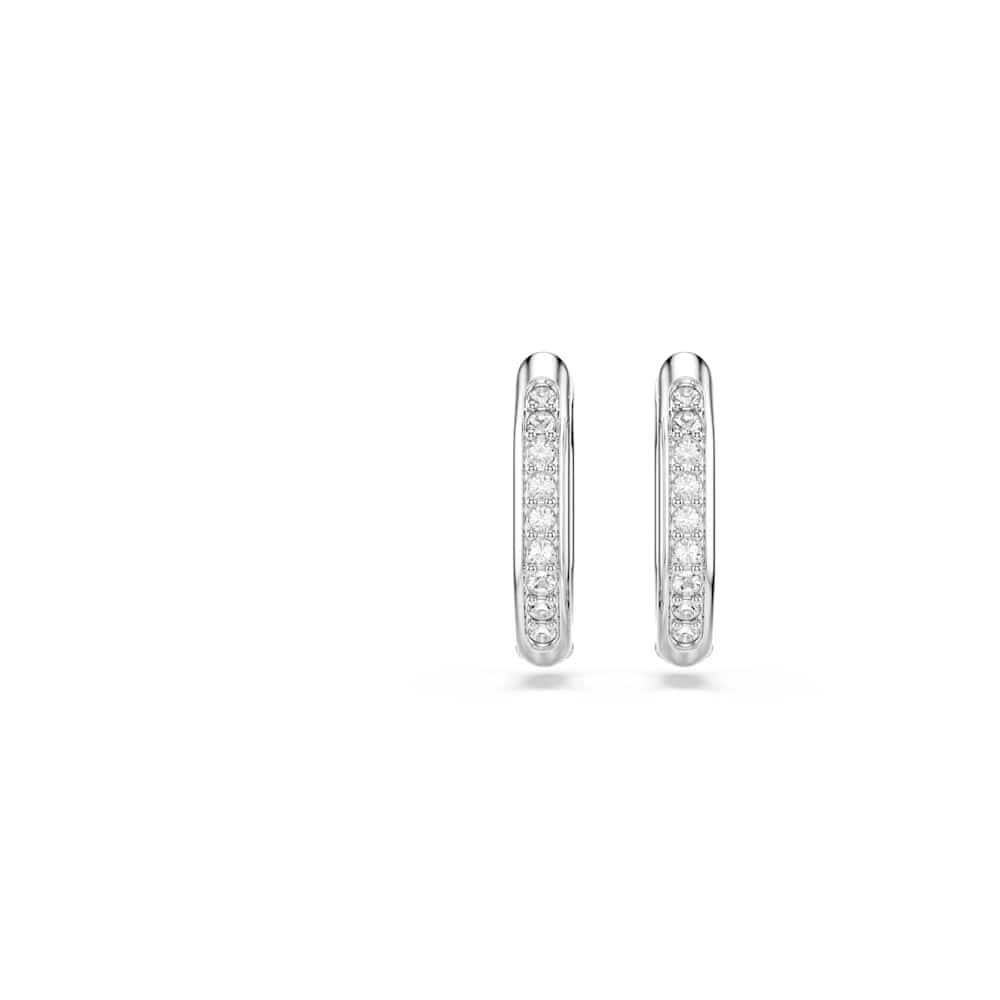 Swarovski Aretes de aro Dextera, Forma octagonal, Talla redonda, Blancos, Baño de rodio