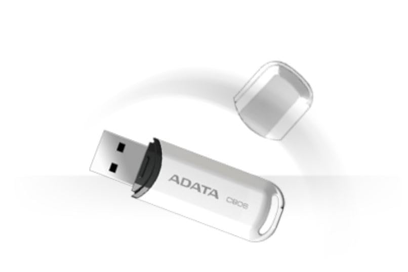ADATA 32 GB Memoria Flash USB 2.0 con Tapa Color Blanco con Negro (Modelo C906)