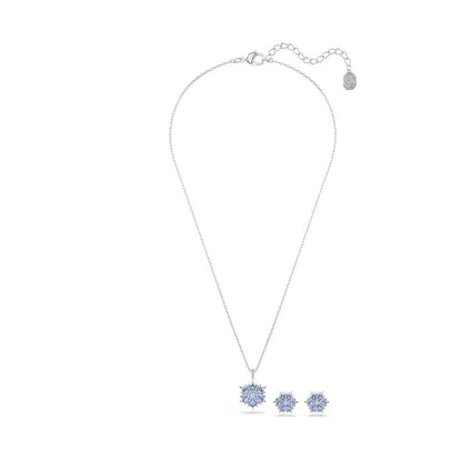 Swarovski Conjunto Magic, Copo de nieve, Azul, Baño de rodio