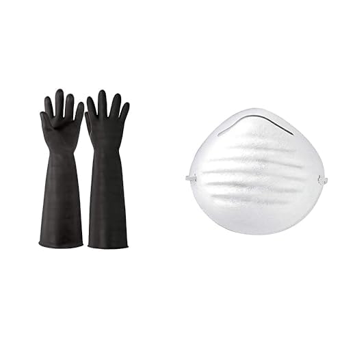 Truper GU-323, Guantes de látex industriales, grandes + Truper MAS-B, Mascarilla tipo concha, para polvos, blíster 10 piezas