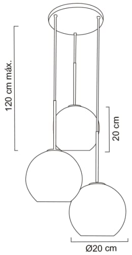 MX-CL7018-N/AMB | CANDIL TRIPLE DE VIDRIO SOPLADO COLOR AMBAR