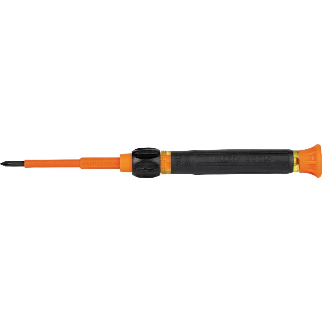 Klein Tools 32581INS Destornillador de precisión, destornillador aislado 2 en 1 con número 0 Phillips y puntas ranuradas de 1/8 pulgadas