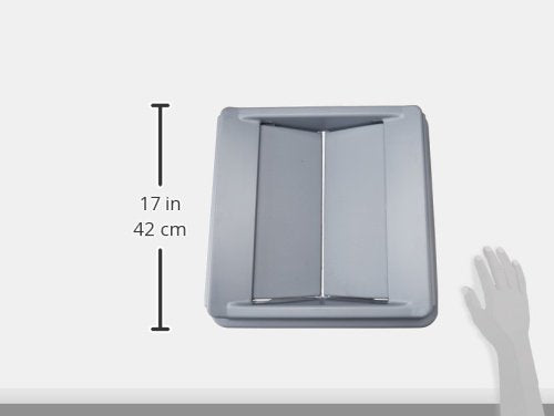 Rubbermaid Commercial Products - Contenedor intocable, tapa de papelero/papelera, gris, tapa cuadrada oscilante, compatible con contenedores cuadrados intocables de 35/50 galones