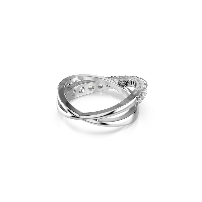 Swarovski Hyperbola Collection - Anillo de corte mixto, color blanco y plateado