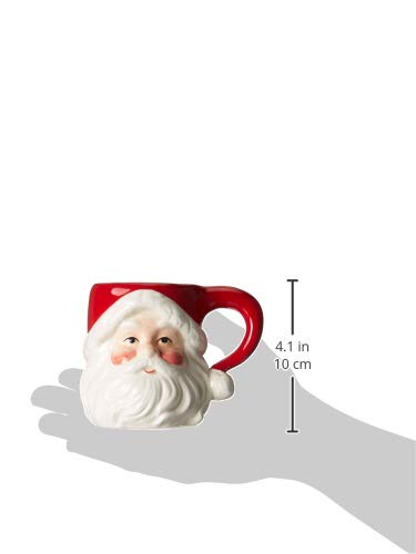 Juego de 4 tazas de cerámica de Navidad, diseño clásico de Papá Noel, color rojo y blanco, tamaño mediano, 14 x 9,9 x 10,4 cm