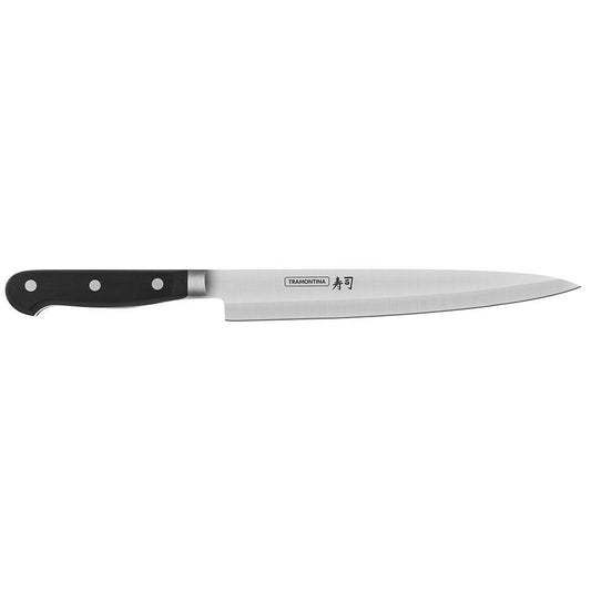 TRAMONTINA - Cuchillo Yanagiba Sushi, con Lámina de Acero Inoxidable, Mango de Policarbonato Reforzado con Fibra de Vidrio, Cubierto para Cortes Precisos, Filo Especial y Resistente, Tamaño d9"