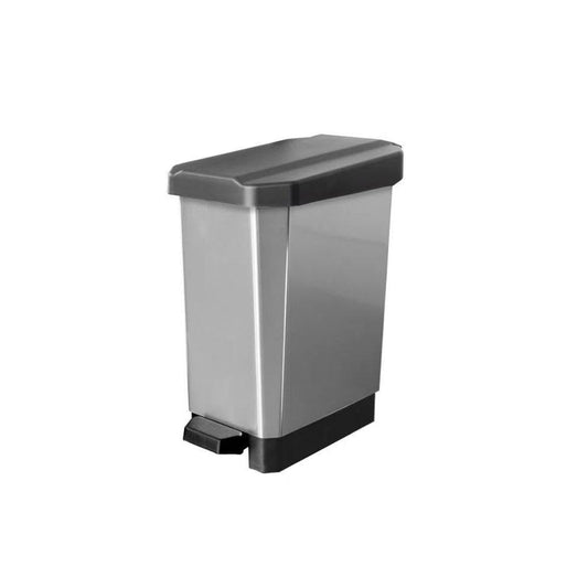 10 L Papelera con Pedal en Plástico IML Negro Metalizado – Compacta, Silenciosa y Antimicrobiana para Baños, Cocinas Pequeñas y Oficinas | Estra