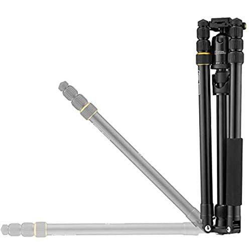 National Geographic - Juego de trípode de Viaje, Columna de 90°, 4 Secciones, Aluminio Ligero, Compatible con Canon, Nikon, Sony DSLR, Cabezal de Bola de 360 Grados, Placa de liberación rápida,