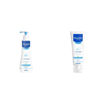 Mustela Hydrabebé, Crema Corporal Hidratante para Bebé o Niño con Piel Normal, 300mL + Crema Facial Hidratante para Piel Normal, 40 ml