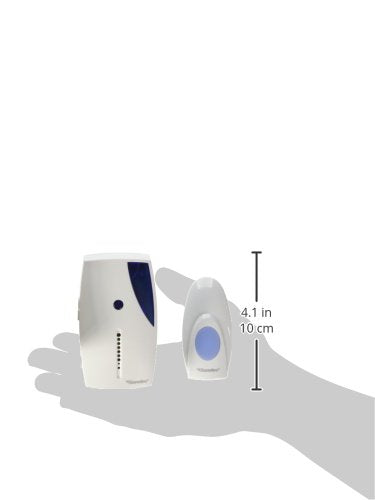 SANELEC, Timbre Inalámbrico con Clavija, Botón Transmisor a Prueba de Agua, Control de Volumen, Color Azul, Alcance de 80 metros, Modelo 2647