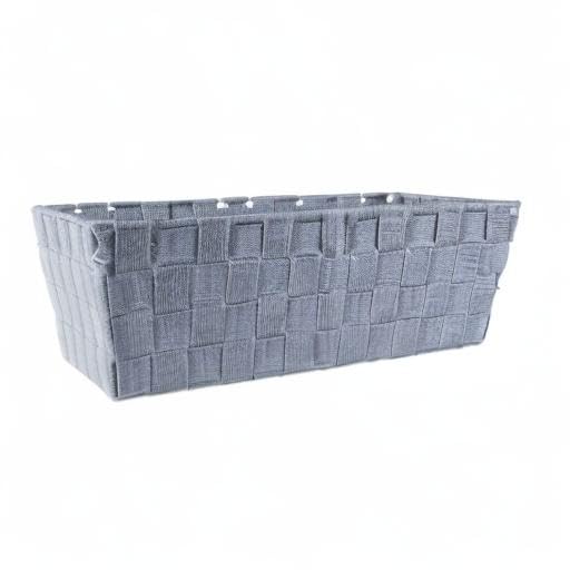 DII Duradero contenedor de almacenamiento de nailon tejido trapezoidal o canasta para organizar tu hogar, oficina o armarios, Gris, Bandeja, 1, 1