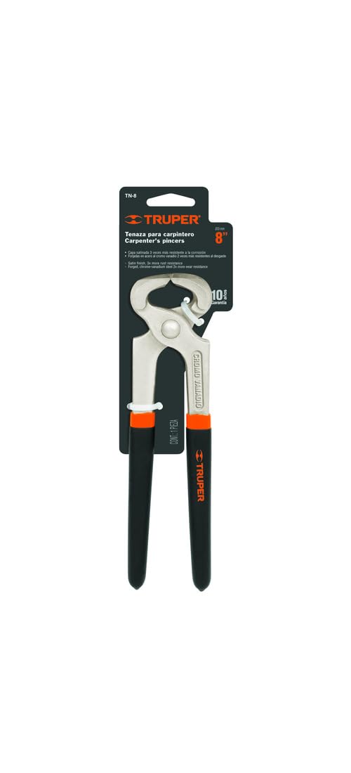 Truper TN-8, Tenaza para carpintero 8", acero al cromo