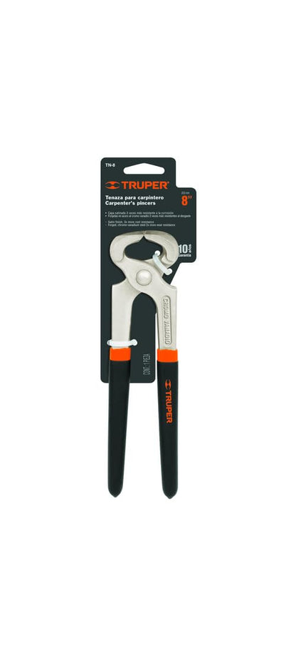 Truper TN-8, Tenaza para carpintero 8", acero al cromo