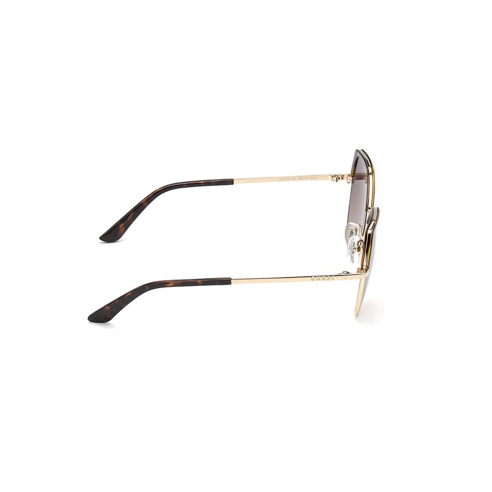 Guess Lentes de Sol GU7736 para Mujer, Color Habana Oscura con Armazón Metálico y Micas Humo Degradado con Protección UV Nivel 3