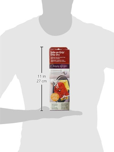 Safe-er-Grip - Estante de secado portátil para secado por goteo, color blanco con 3 brazos móviles, barra de toalla de ventosa con brazo oscilante, toallero, organizador de toallas, 11.5 x 17 pulgadas (paquete de 1)