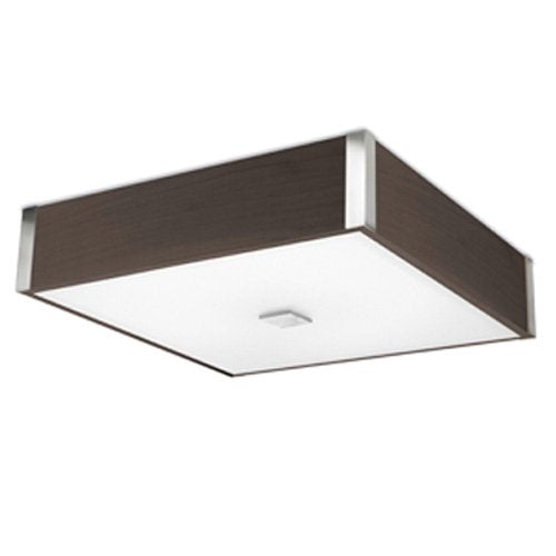 Leds C4 10624 Menorca Luminario Techo Cuadrado, 30cm, T5 22W, Madera Oscura y Cromo