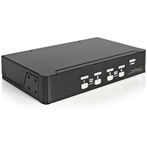 StarTech STH-SV431USB SV431USB Switch KVM de 4 Puertos con USB, 1 Usuario Local, 1U, Negro