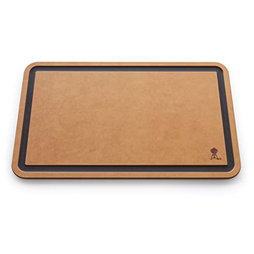 Weber Tabla para Cortar de Madera de Alta Densidad | 45 x 0.8 cm, bordes ranurados, compatible con SmokeFire EX4 y EX6